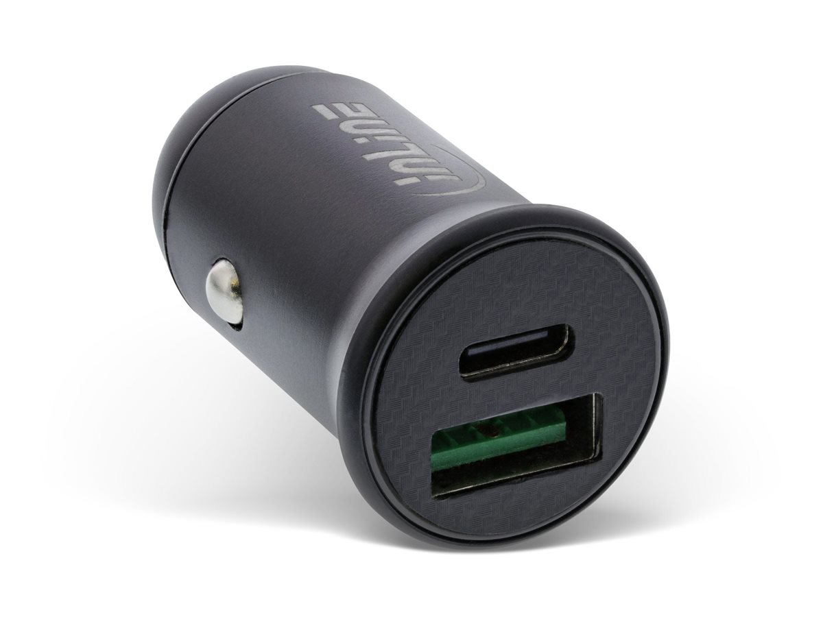 InLine USB KFZ Stromadapter PD - 12/24V USB-A + USB-C - max. 60W - schwarzSchwarz