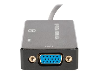 DIGITUS DisplayPort 3in1 Adapter / Konverter - DP - HDMI+DVI+VGAHDMI - DVI-D weiblich - 20 cm - Dreifachisolierung - Schwarz - geformt - 4K Unterstützung