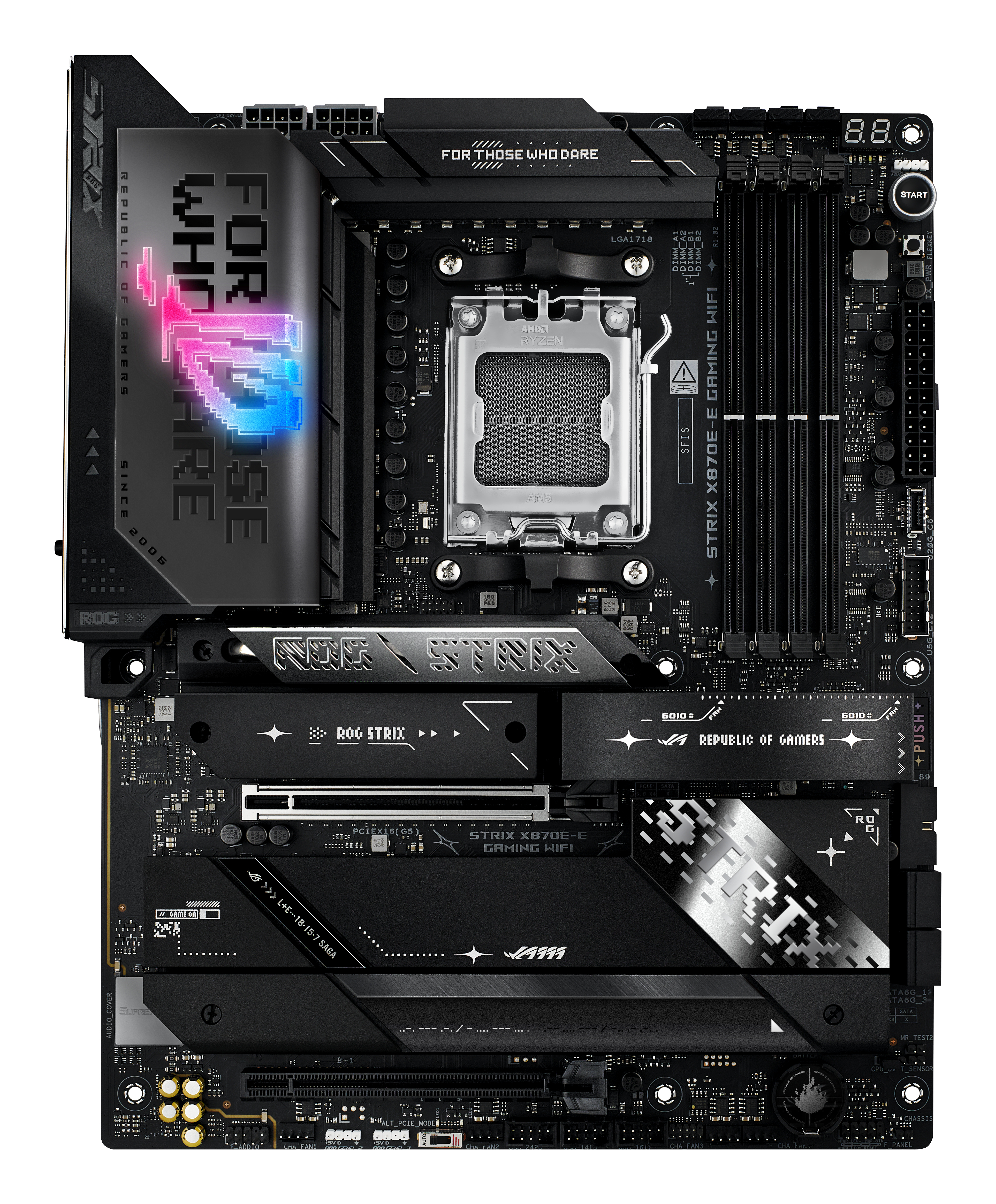 ASUS ROG STRIX X870E-E GAMING WIFI - Motherboard - ATX - Socket AM5 - AMD X870E Chipsatz - USB4, USB-C 3.2 Gen 2x2, USB-C 3.2 Gen2, USB 3.2 Gen 2, USB 3.2 Gen 1 - Wi-Fi 7, 5 Gigabit Ethernet, Bluetoot