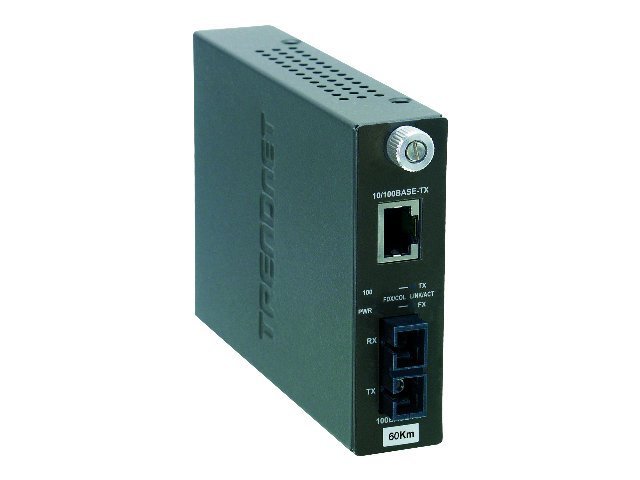 TRENDnet TFC-110 S60 - Medienkonverter - 100MbLAN - 10Base-T - 100Base-FX - 100Base-TX - SC Single-Modus / RJ-45 - bis zu 60 km - TAA-konform