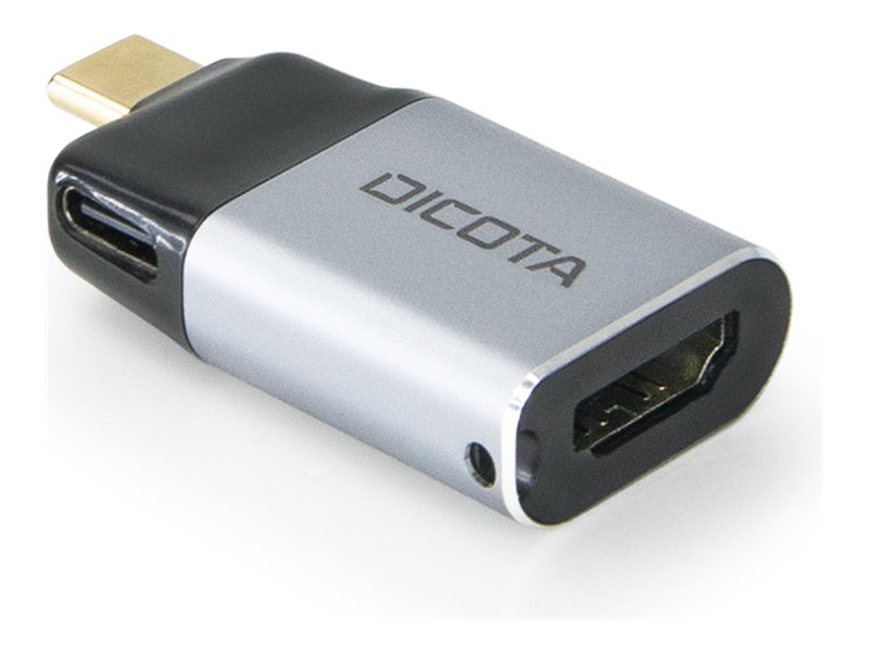Dicota Videoadapter - USB-C männlich zu HDMI, USB-C weiblich - Silber - 4K60Hz-Unterstützung, USB-Stromversorgung (100 W)USB-C zu DisplayPort Mini-Adapter mit PD (4k/100W) - Metallgehäuse - silber