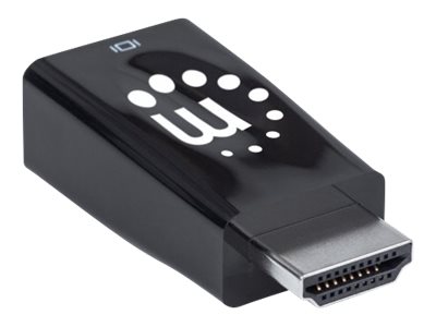 Manhattan HDMI auf VGA-Mikrokonverter, HDMI-Stecker auf VGA-Buchse mit Audio, optionaler USB Micro B-Stromport, schwarz - Videoadapter - HDMI männlich zu HD-15 (VGA)mini-phone stereo 3.5 mm - Mikro-US