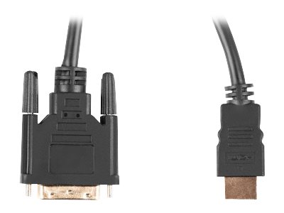Lanberg Adapterkabel - Dual Link - HDMI männlichzu DVI-D männlich - 1.8 m - Doppelisolierung - Schwarz - Daumenschrauben - 4K Unterstützung
