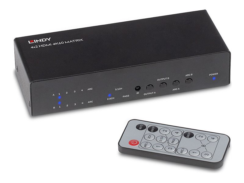 Lindy 4x2 HDMI 2.0 18G Matrix Switch - Video/Audio-SchalterDesktop
