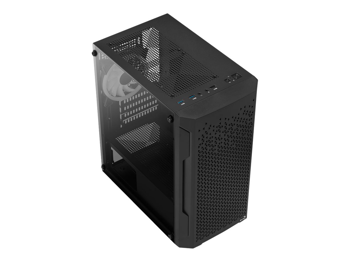 AEROCOOL ADVANCED TECHNOLOGIES AeroCool Trinity Mini-G-BK-V2 - MT - micro ATX - Seitenteil mit Fenster (gehärtetes Glas) keine Spannungsversorgung (ATX) - Schwarz - USB/Audio