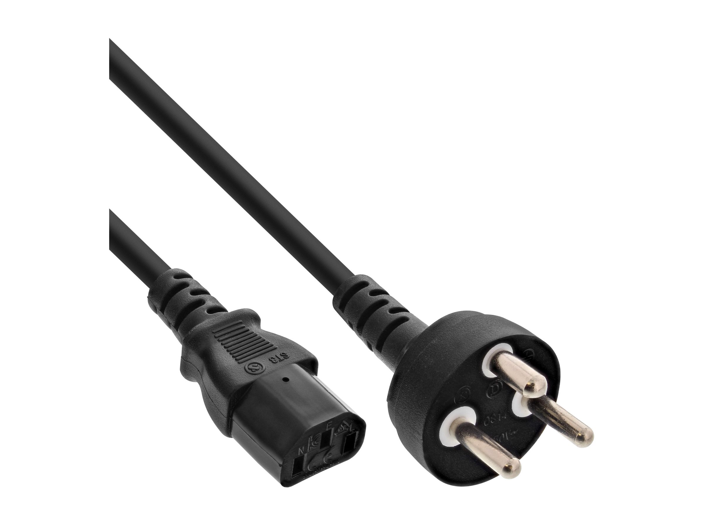 InLine Netzkabel - Netzstecker Dänemark auf Kaltgerätestecker C13 - 3mIEC 60320 C7 - 250 V - 10 A - 3 m - Schwarz - Dänemark