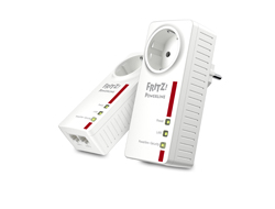 FRITZ! Powerline 1220E - Powerline-Adapter-Kit 1GbE, HomePlug AV (HPAV)2.0 - IEEE 1901 - an Wandsteckdose anschließbar (Packung mit 2)