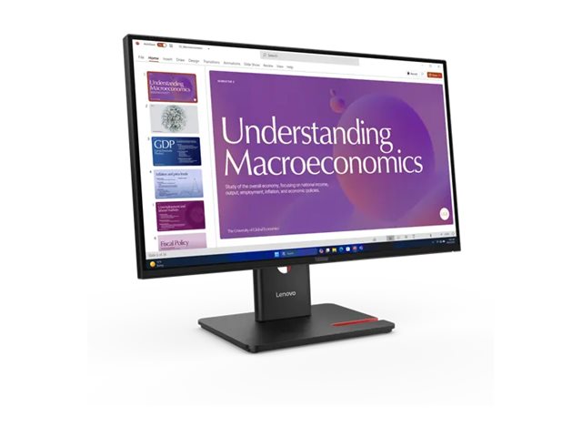 Lenovo ThinkVision T24d-40 - LED-Monitor - 61 cm (24")(23.8" sichtbar) - 1920 x 1080 Full HD (1080p) @ 120 Hz - IPS - 250 cd/m² - 1500:1 - 4 ms - HDMI - DisplayPort - USB-C - Lautsprecher - Finsternis