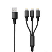 2GO 797155, 1,5 m, USB B, USB C/Micro-USB B/Lightning, Männlich, Männlich, Schwarz