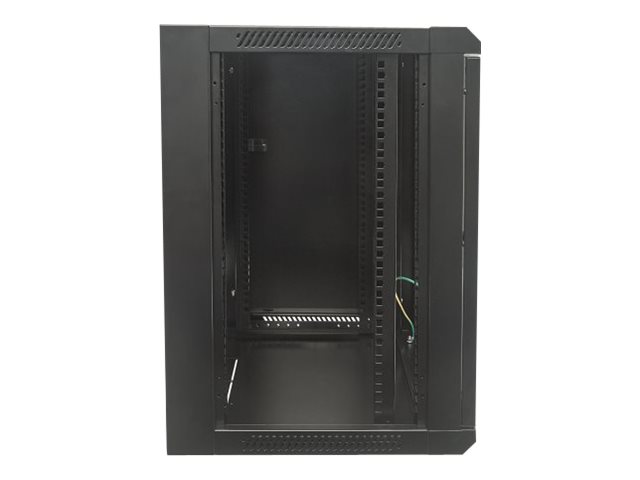 Intellinet Network Cabinet, Wall Mount (Standard), 9U, Usable Depth 410mm/Width 510mm, Black, Flatpack, Max 60kg, Metal & Glass Door, Back Panel, Removeable Sides, Suitable also for use on desk or flo