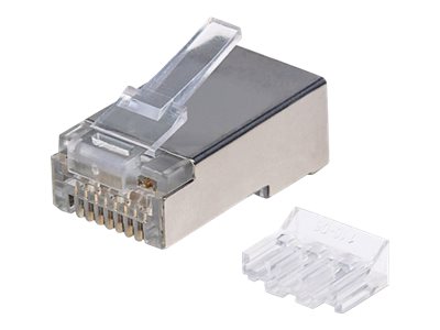 Intellinet RJ45 Modular Plugs, Cat6A, STP, 3-prong, for solid wire, 15 µ gold plated contacts, 90 pack - Netzwerkanschluss - RJ-45 (M)STP - CAT 6a - robust (Packung mit 90)