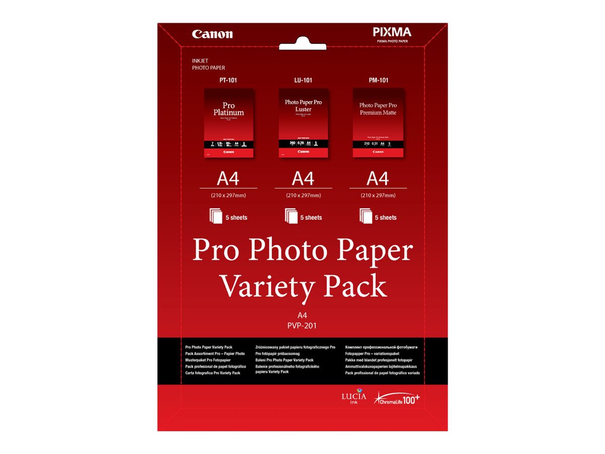 Canon Pro Variety Pack PVP-201 - A4 (210 x 297mm) 15 Blatt Fotopapier-Kit