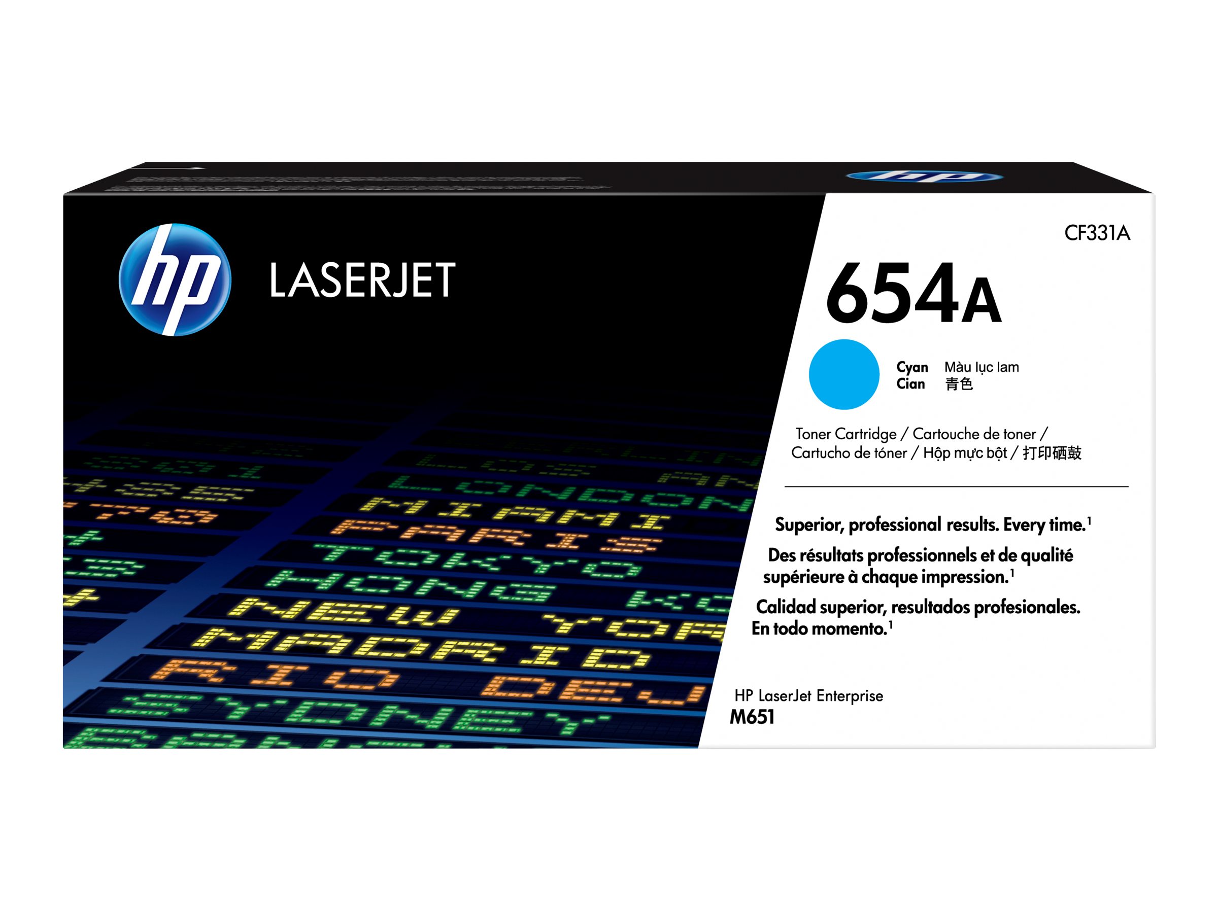 HP 654A - Cyan - original - LaserJet - Tonerpatrone (CF331A)für Color LaserJet Enterprise M651dn - M651n - M651xh; Color LaserJet Managed M651dnm - M651xhm