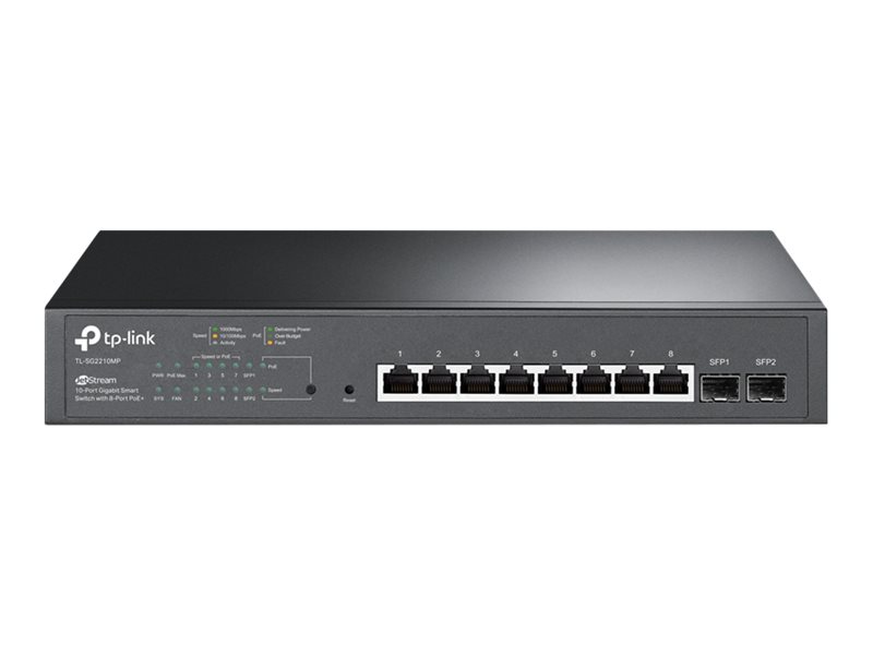 TP-LINK Omada TL-SG2210MP, Managed, L2/L2+, Gigabit Ethernet (10/100/1000), Power over Ethernet (PoE), Rack-Einbau, 1U1 Gbps - 10-Port - IPv6 - SNMP - Power over Ethernet - RJ-45 - Managed - MDI Port-