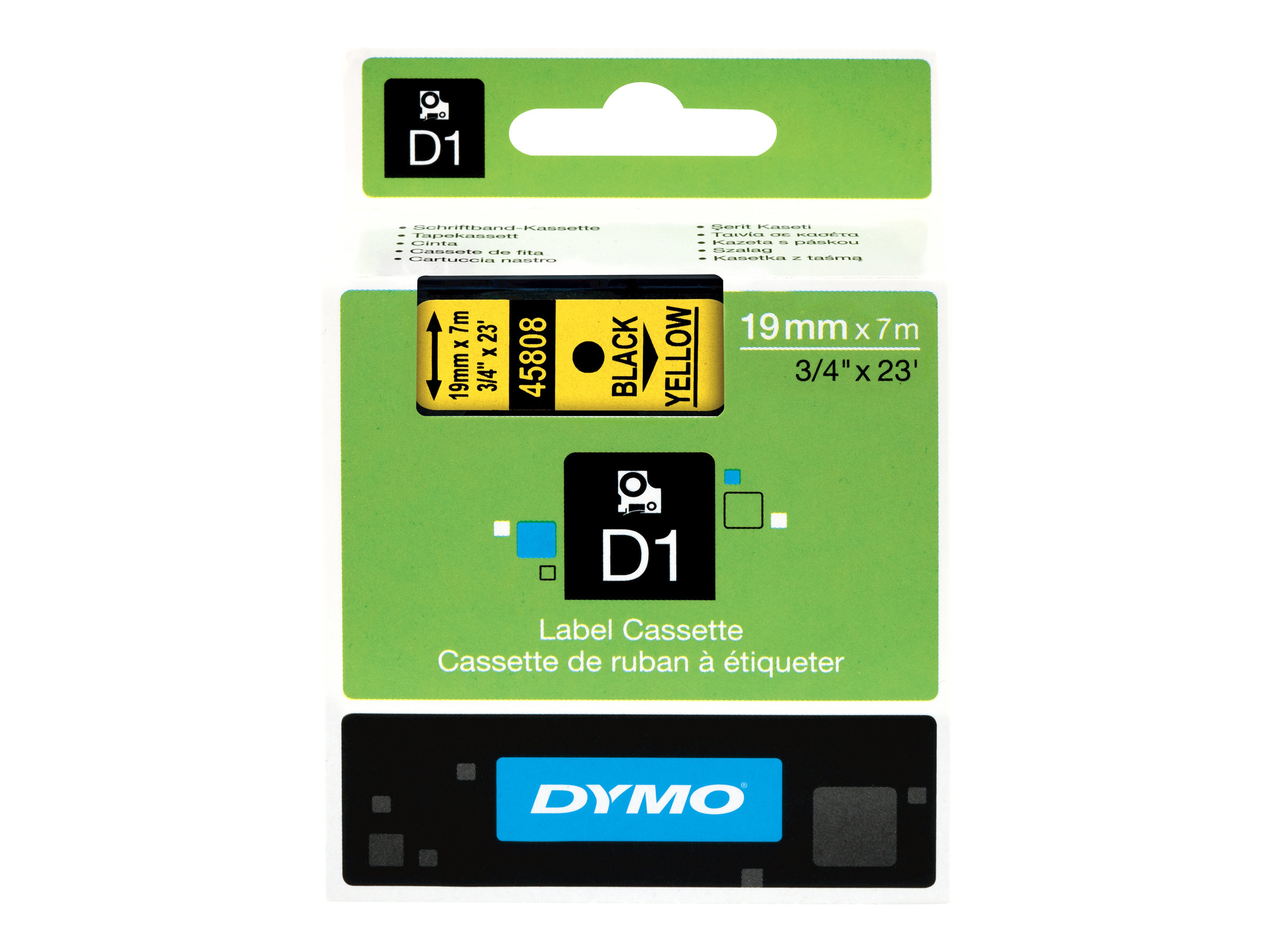 Dymo D1 - Selbstklebend - Schwarz auf Gelb - Rolle (1,9 cm x 7 m)1 Kassette(n) Etikettenband - für LabelMANAGER 360D - 420P - 420P Kit - 500TS - PC2 - PnP