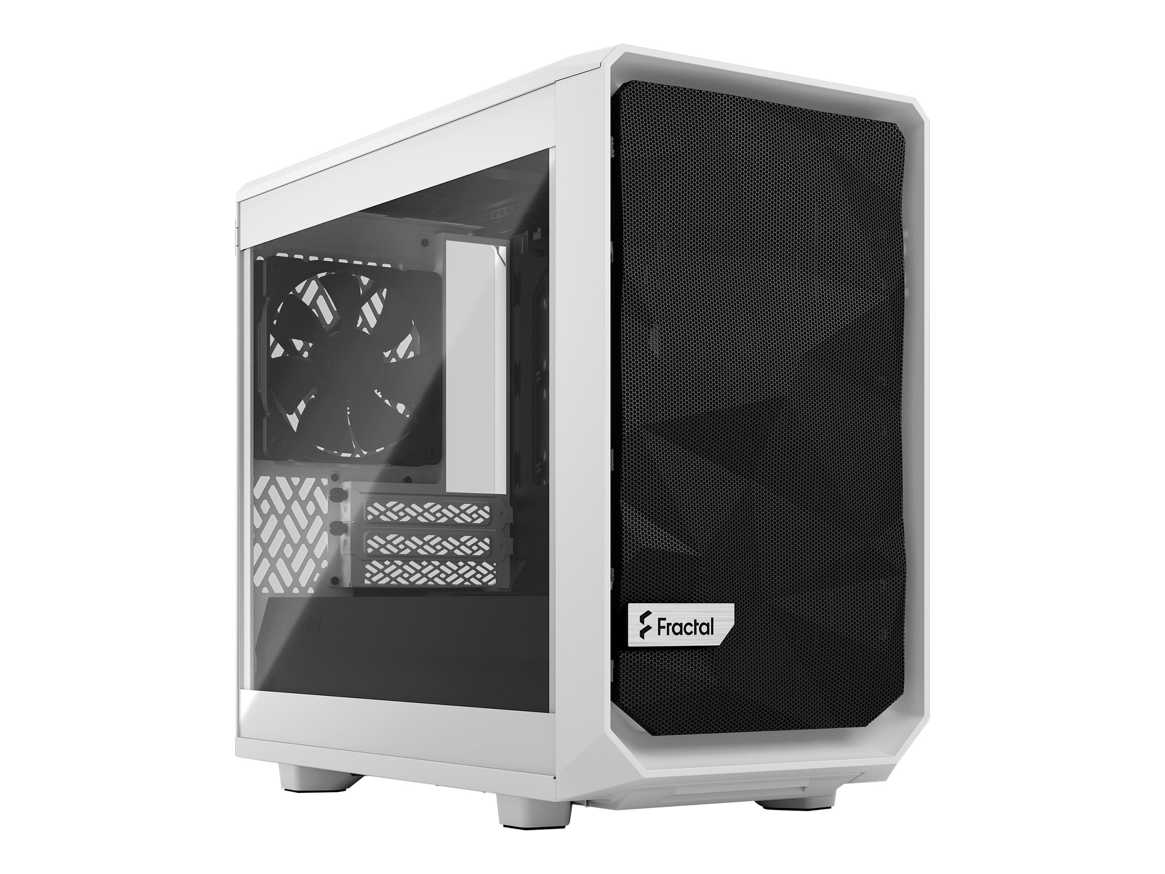Fractal Design Meshify 2 Nano - Mini-ITX Tower (gehärtetes Glas)keine Spannungsversorgung (ATX) - weiß - USB/Audio
