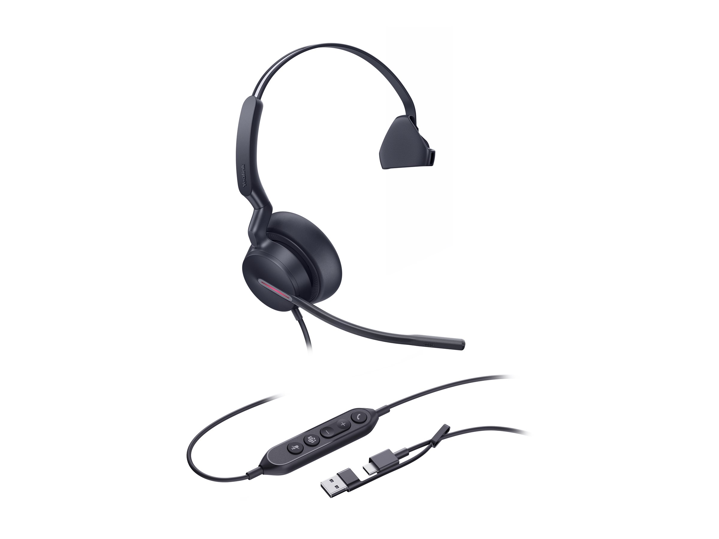 Yealink UH46 Mono - Headset - On-Ear - kabelgebundenUSB-A - USB-C - Zertifiziert für Microsoft Teams