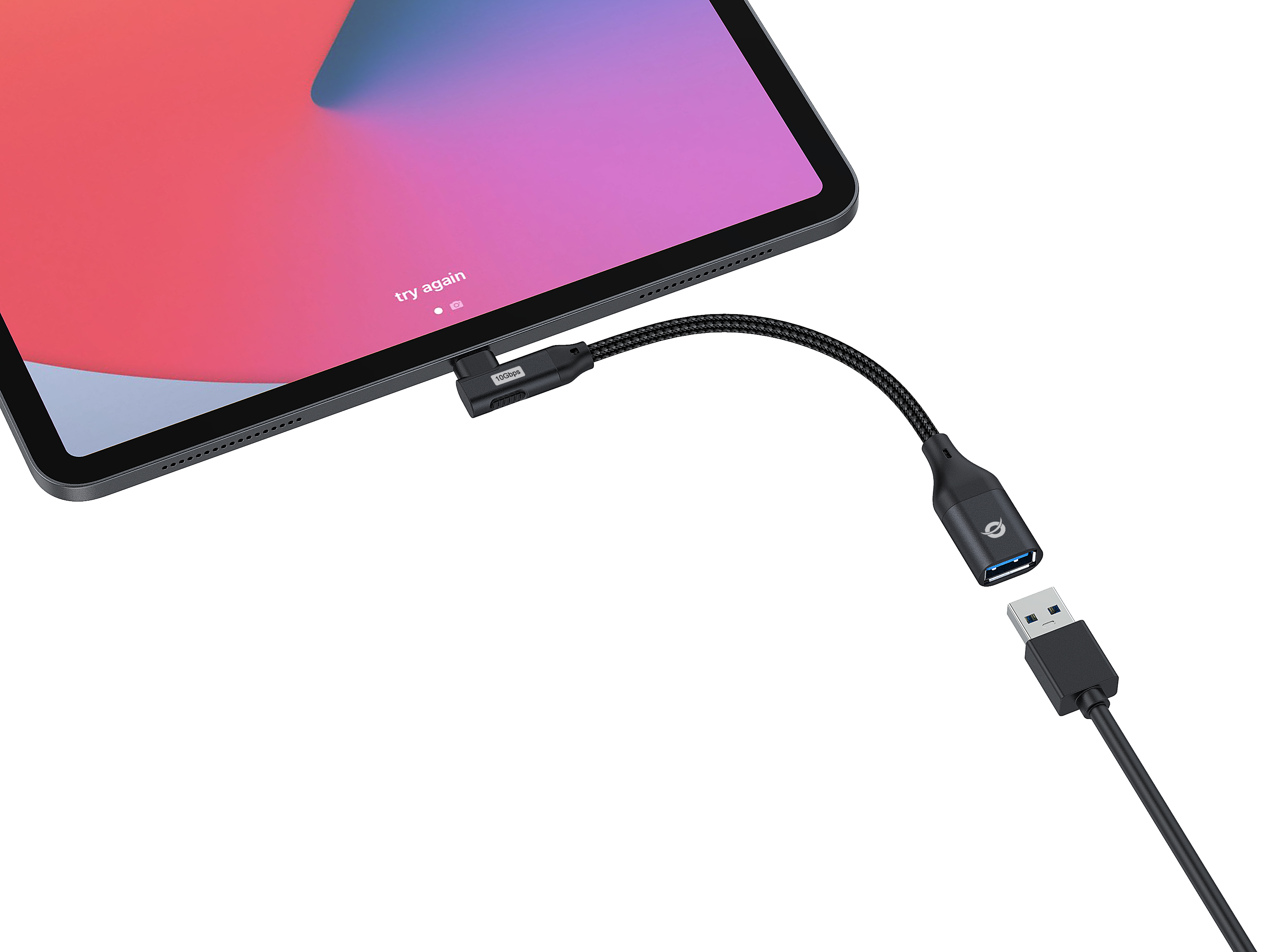 Conceptronic USB-Kabel - USB-C (M) gewinkelt zu USB Typ A (W)USB 3.2 Gen 2 - 3 A - 20 cm - bis zu 10 Gbps Datentransferrate - USB On-The-Go (OTG) - Schwarz