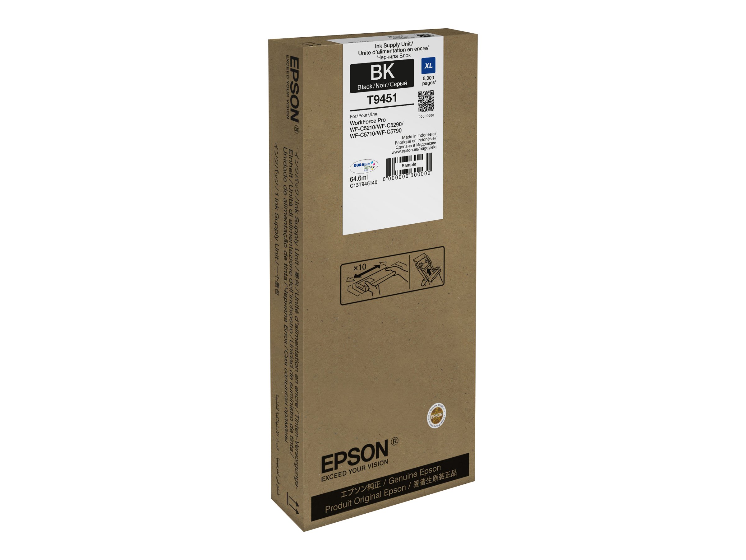 Epson T9451 - 64.6 ml - Größe XL - Schwarzoriginal - Tintenpatrone - für WorkForce Pro WF-C5210DW - WF-C5290DW - WF-C5710DWF - WF-C5790DWF