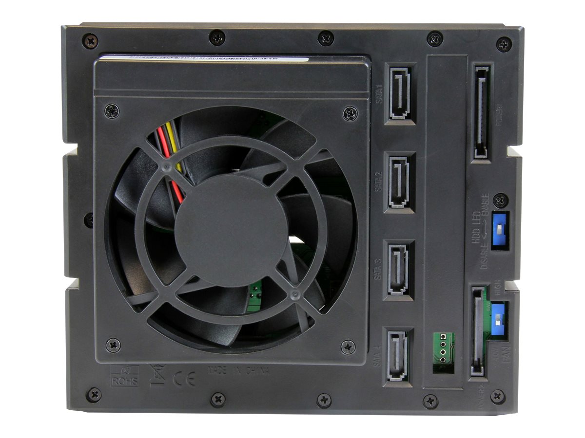 StarTech.com 4-fach 3,5 trägerloser SATA Festplatten Aluminium Wechselrahmen/Backplane - 4 Bay 3,5 Zoll (8,9cm)Mobiles HDD Speicher Rack - Mobiles Speicher-Rack mit Lüfter - 2.5" (6.4 cm) - Schwarz