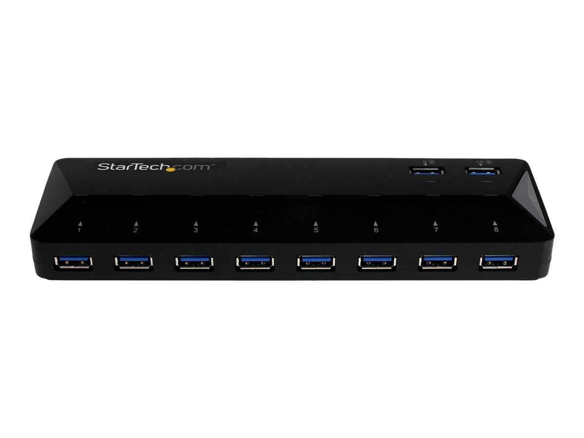 StarTech.com Startech 10 Port USB 3.0 Hub mit Lade- und SyncPort - 2 x 1,5A Ports - Desktop Hub und Schnelllade Station - USB-Umschalter für die gemeinsame Nutzung von Peripheriegeräten - 10 x SuperSp