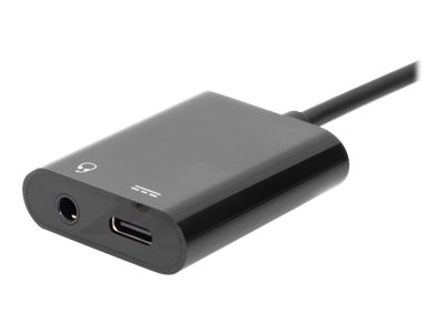 DIGITUS USB-C Adapter / Konverter, USB-C auf USB-C  + 3.5mm KlinkeUSB-C männlich zu mini-phone stereo 3.5 mm - USB-C weiblich - 20 cm - Schwarz