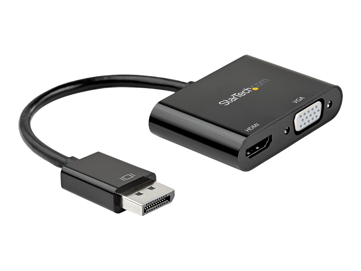 StarTech.com Startech Adapter DispayPort auf VGA - HDMI 4K 60Hz - DP Video Adapter - Videoadapter - DisplayPort männlich zu HD-15 (VGA)HDMI weiblich - 23.2 cm - Schwarz - 4K Unterstützung