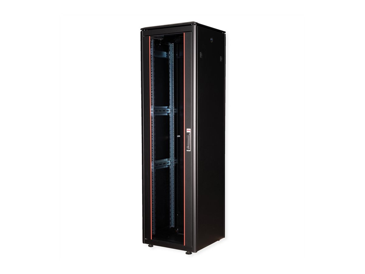 ROLINE Pro - Schrank Netzwerkschrank - mit Glastür, 600 x 600 mm (B x T)RAL 9005 - Jet Black - 47U - 48.3 cm (19")