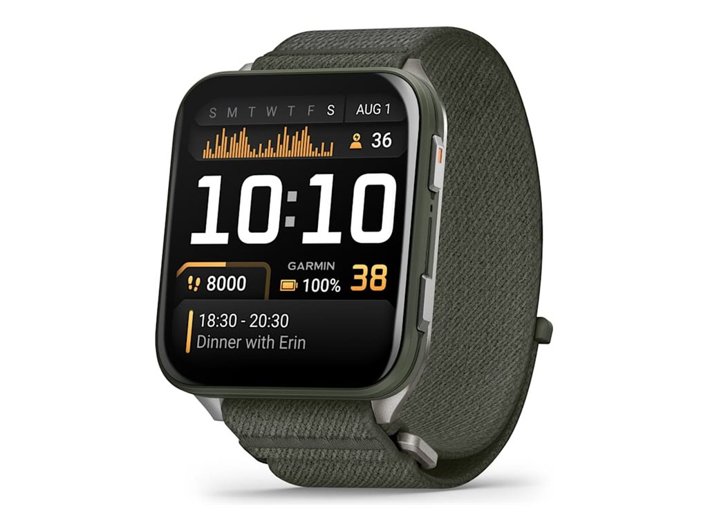 Garmin Venu X1 - Moosfaser-verstärktes Titan - Sportuhr mit Band - Nylon - Moosgrün - Anzeige 5.12 cm (2")32 GB - Bluetooth - Wi-Fi - ANT+ - 40 g