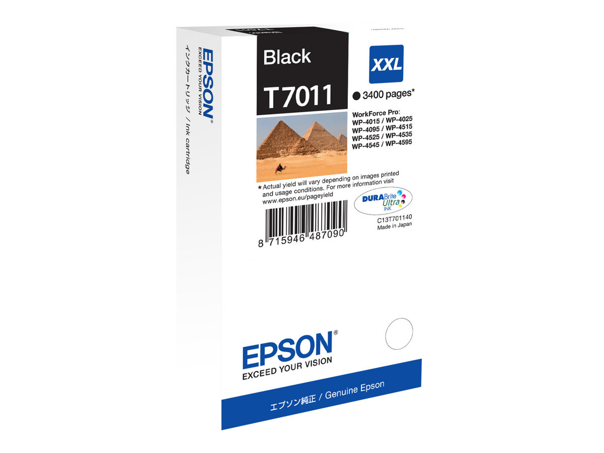 Epson T7011 - 63.2 ml - Größe XXL - Schwarzoriginal - Blisterverpackung - Tintenpatrone - für WorkForce Pro WP-4015 DN - WP-4095 DN - WP-4515 DN - WP-4525 DNF - WP-4595 DNF