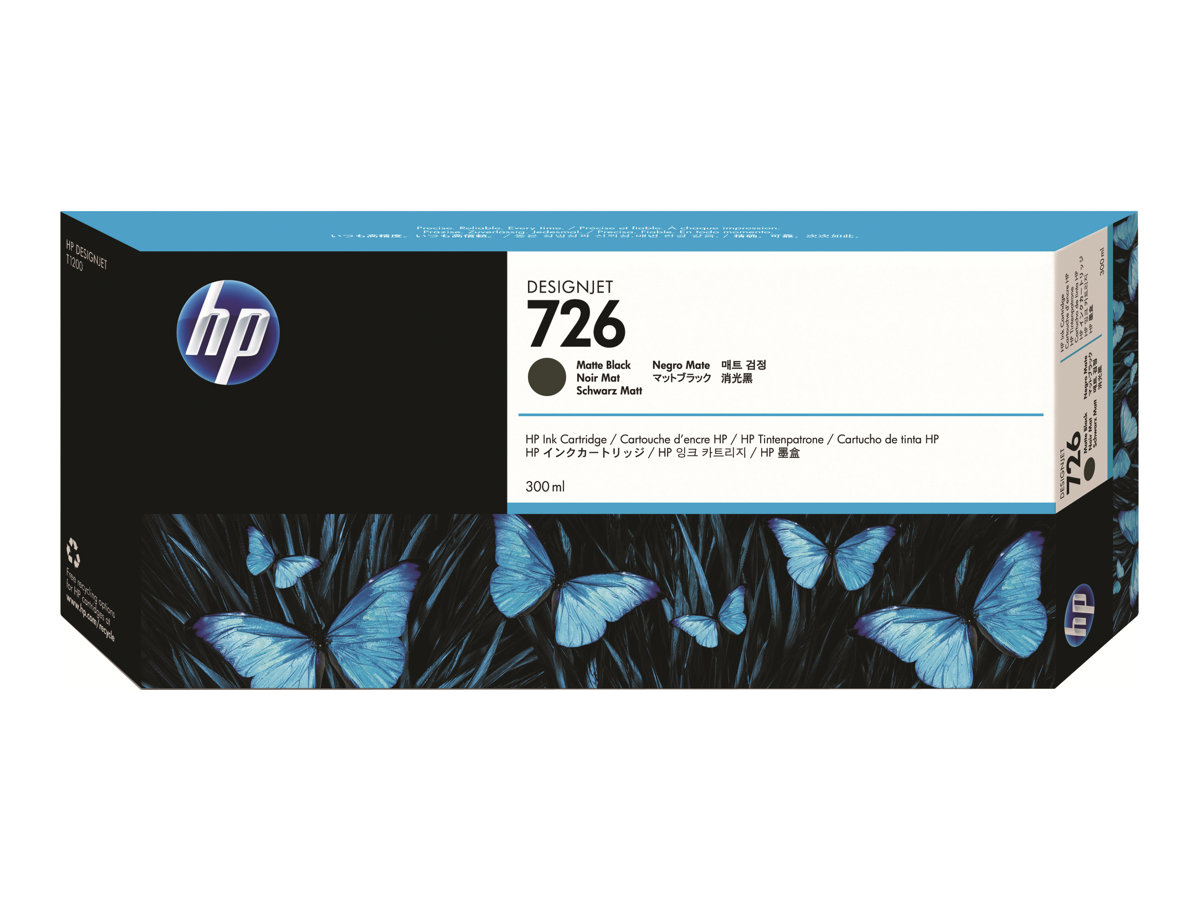 HP 726 - 300 ml - mattschwarz - original - DesignJetTintenpatrone - für DesignJet SD Pro MFP - T1200 - T1200ps - T1300 - T2300