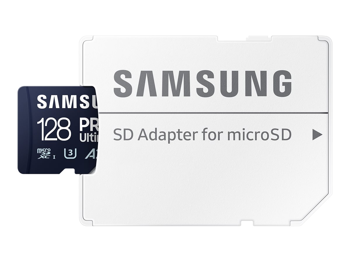 Samsung PRO Ultimate MB-MY128SA - Flash-Speicherkarte (SD-Adapter inbegriffen)128 GB - A2 / Video Class V30 / UHS-I U3 - microSDXC UHS-I - Blau