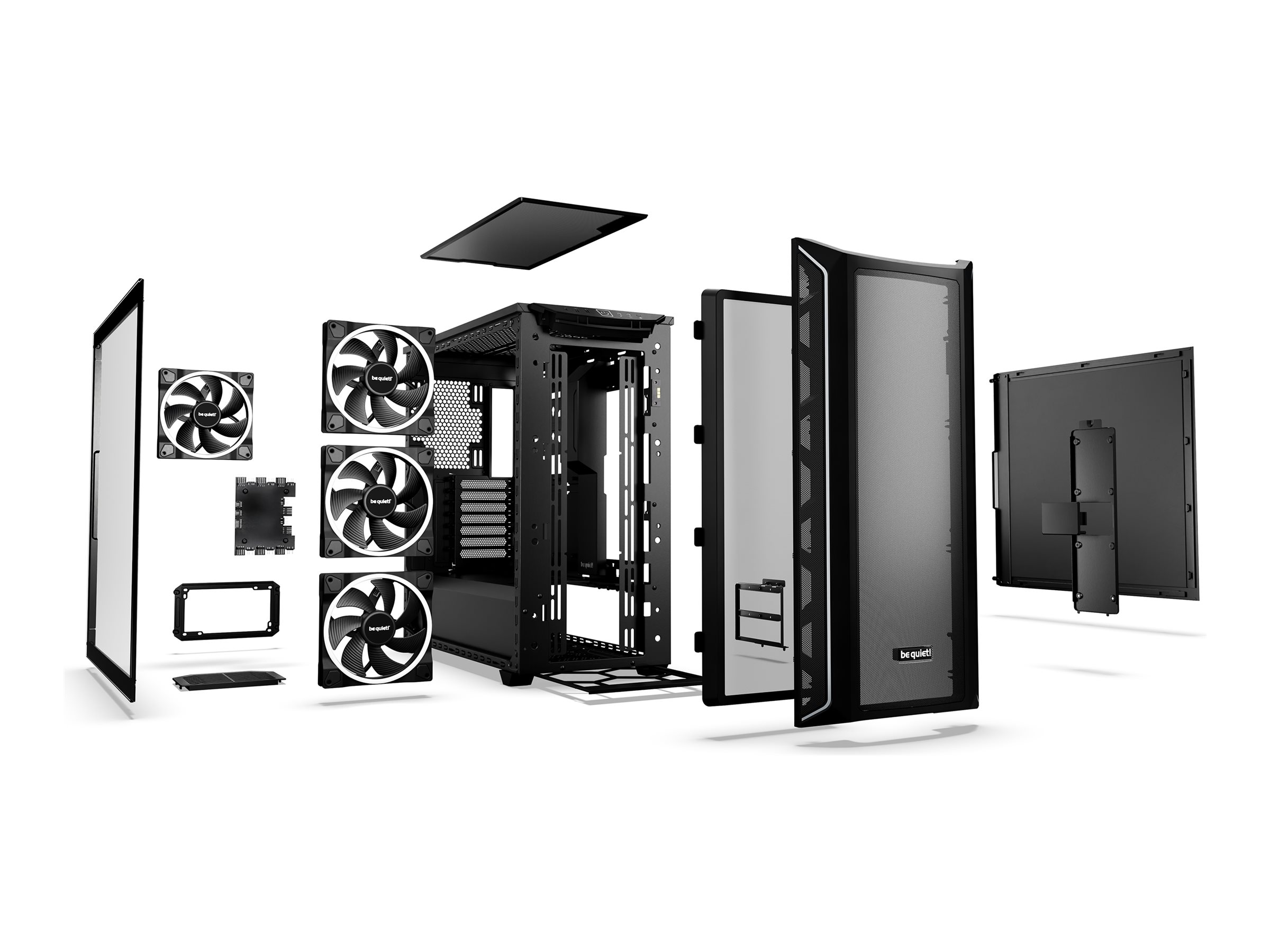 Be Quiet! SHADOW BASE 800 FX - Midi-Tower - E-ATX - Seitenteil mit Fenster (gehärtetes Glas)keine Spannungsversorgung (ATX / PS/2) - Schwarz - USB/Audio