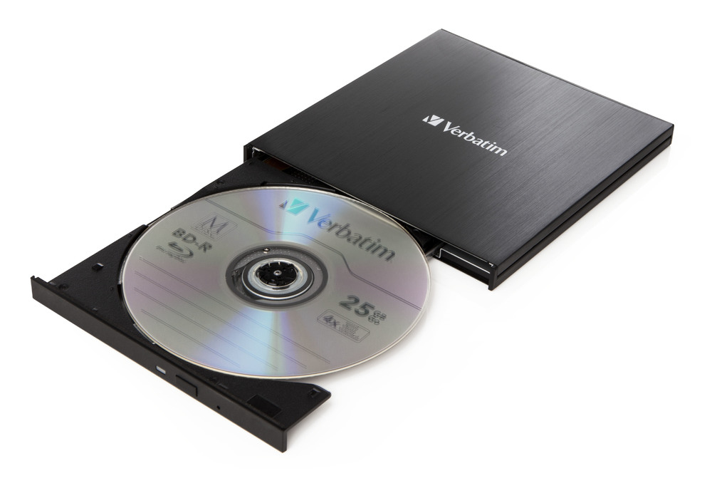 Verbatim Ultra HD 4K - Laufwerk - BDXL Writer - 6x/4x - SuperSpeed USB 3.1 Gen 1 - extern (13,3 cm Slim Line)4xLesegeschwindigkeit - 6xSchreibgeschwindigkeit - BD/BD-R/BD-R/DL/CD/DVD - 133x145x11mm -
