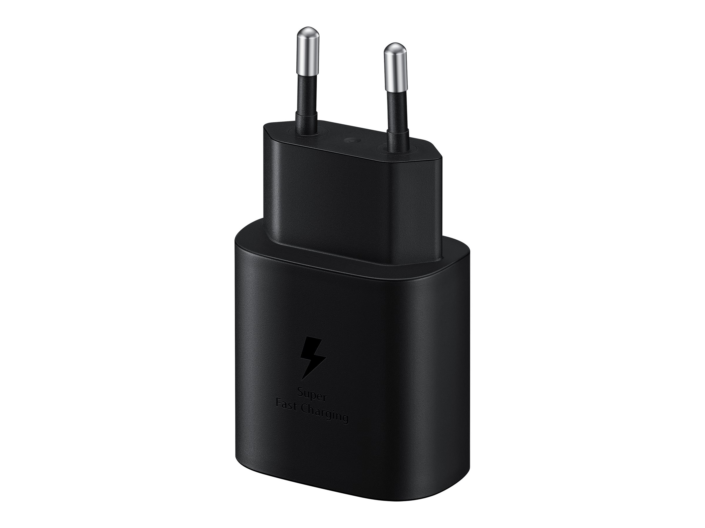 Samsung Fast Charging Wall Charger EP-TA800 - Netzteil - 25 Watt - 3 A - SFC (USB-C)auf Kabel: USB-C - Schwarz - für Galaxy A20 - A50 - A70 - A8s - M30 - M40 - Note10 - S20 - S20 5G - S20+ 5G - Z Flip
