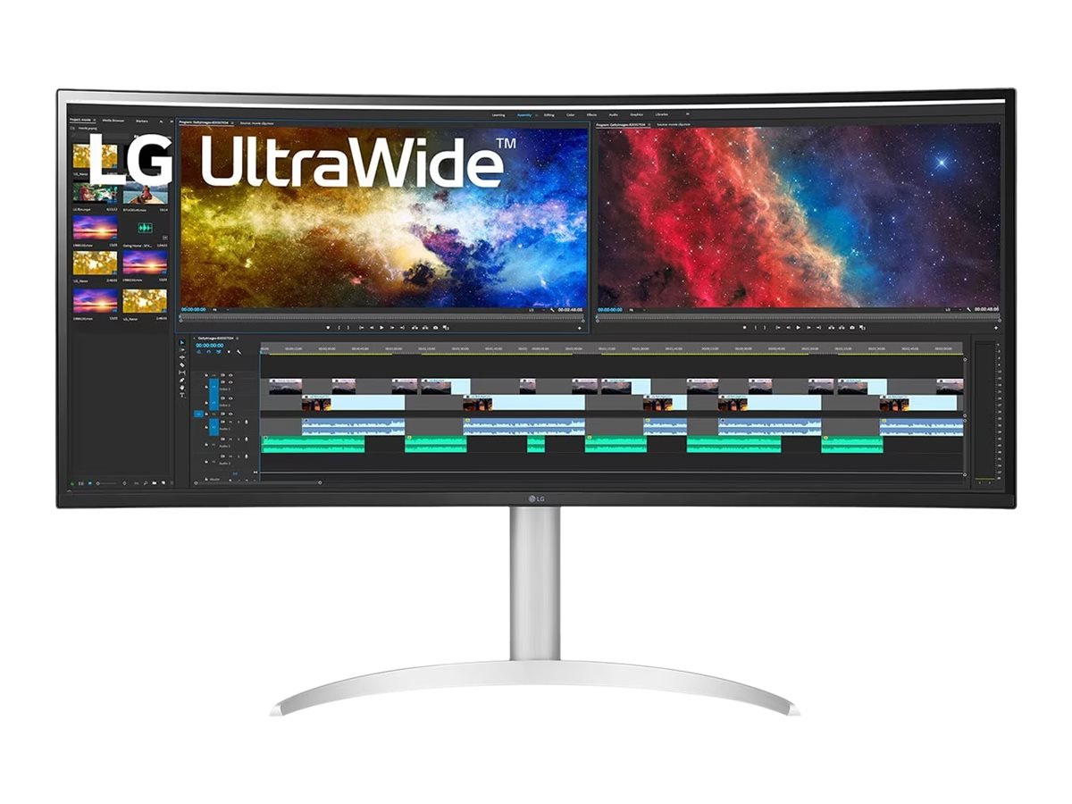 LG UltraWide 38BQ85C-W - LED-Monitor - gebogen - 95 cm (38")3840 x 1600 UWQHD+ @ 75 Hz - IPS - 300 cd/m² - 1000:1 - HDR10 - 5 ms - 2xHDMI - DisplayPort - USB-C - Lautsprecher - weiß