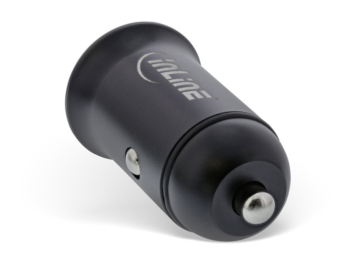 InLine USB KFZ Stromadapter PD - 12/24V USB-A + USB-C - max. 60W - schwarzSchwarz