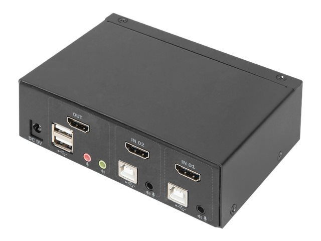 DIGITUS KVM-Switch, 2-Port, Single-Display, 4K, HDMI®x KVM/Audio/USB - 1 lokaler Benutzer - Desktop