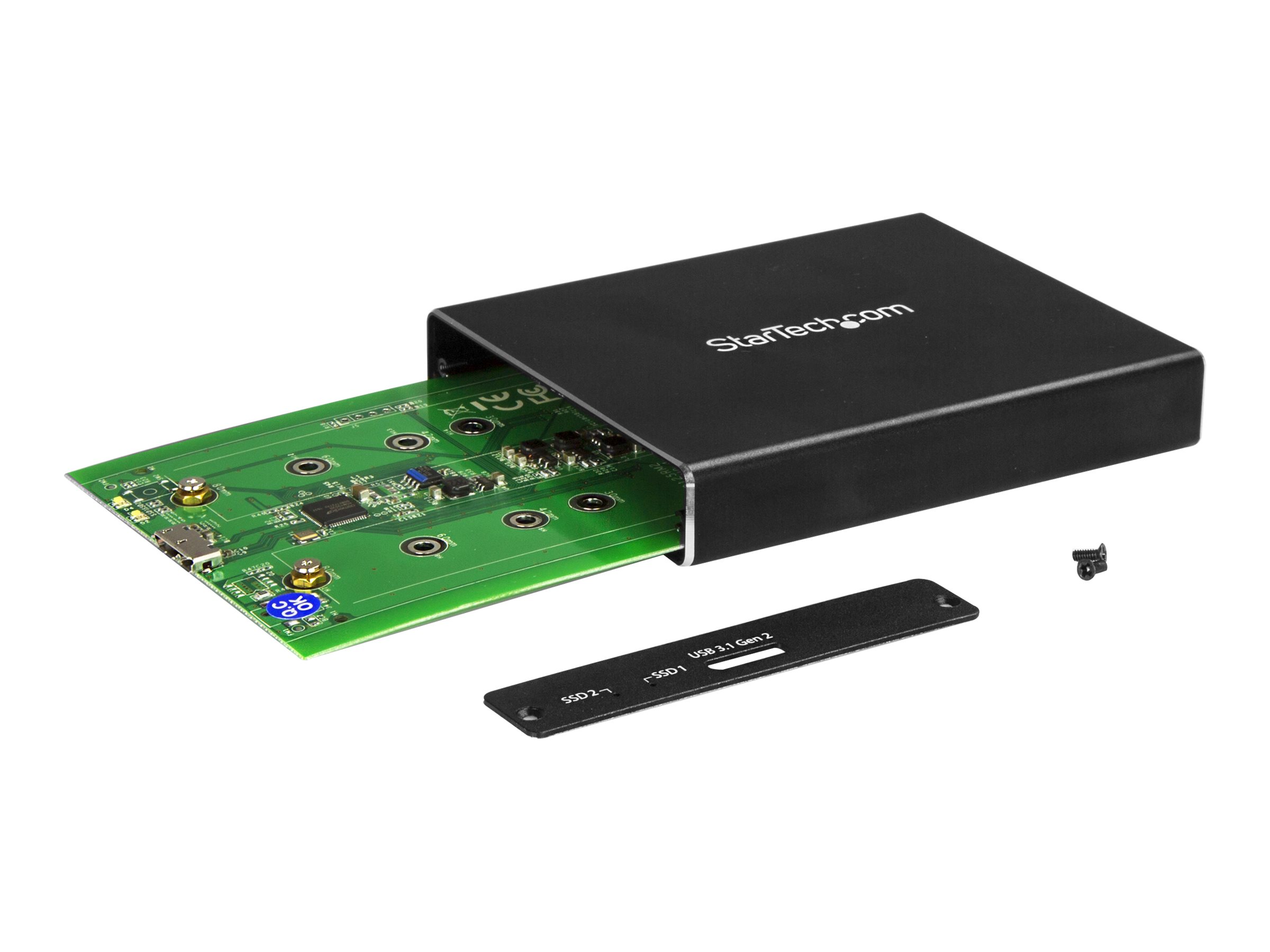 StarTech.com StarTech SSD Festplattengehäuse für zwei M.2 Festplatten - USB 3.1 Type C - USB C Kabel - USB 3.1 Case zu 2x M2 Adapter - Flash-Speicher-Array - 2 Schächte - USB 3.1 (extern)für P/N: TBLT