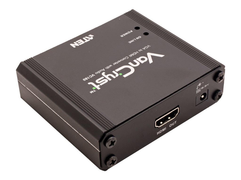 ATEN AT-VC180, Schwarz, Metall, 1920 x 1080 Pixel, 1080p, VGA (D-Sub), HDMIVGA - HDMI - 165MHz - 1080p - DC 5.3V - 3.2W - 150g