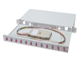 DIGITUS LWL Spleißbox, 1HE, bestückt, 12x LC DX, OM4LWL Spleißbox - 1HE - bestückt - 12x LC DX - OM4 inkl. Spleißkassette,gefärbte Pigtails - Kupplungen