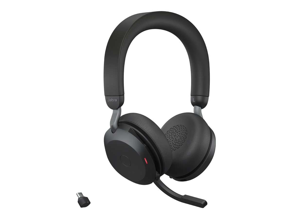 Jabra Evolve2 75 - Headset - On-Ear - Bluetoothkabellos - aktive Rauschunterdrückung - USB-C - Geräuschisolierung - Schwarz - Optimiert für UC