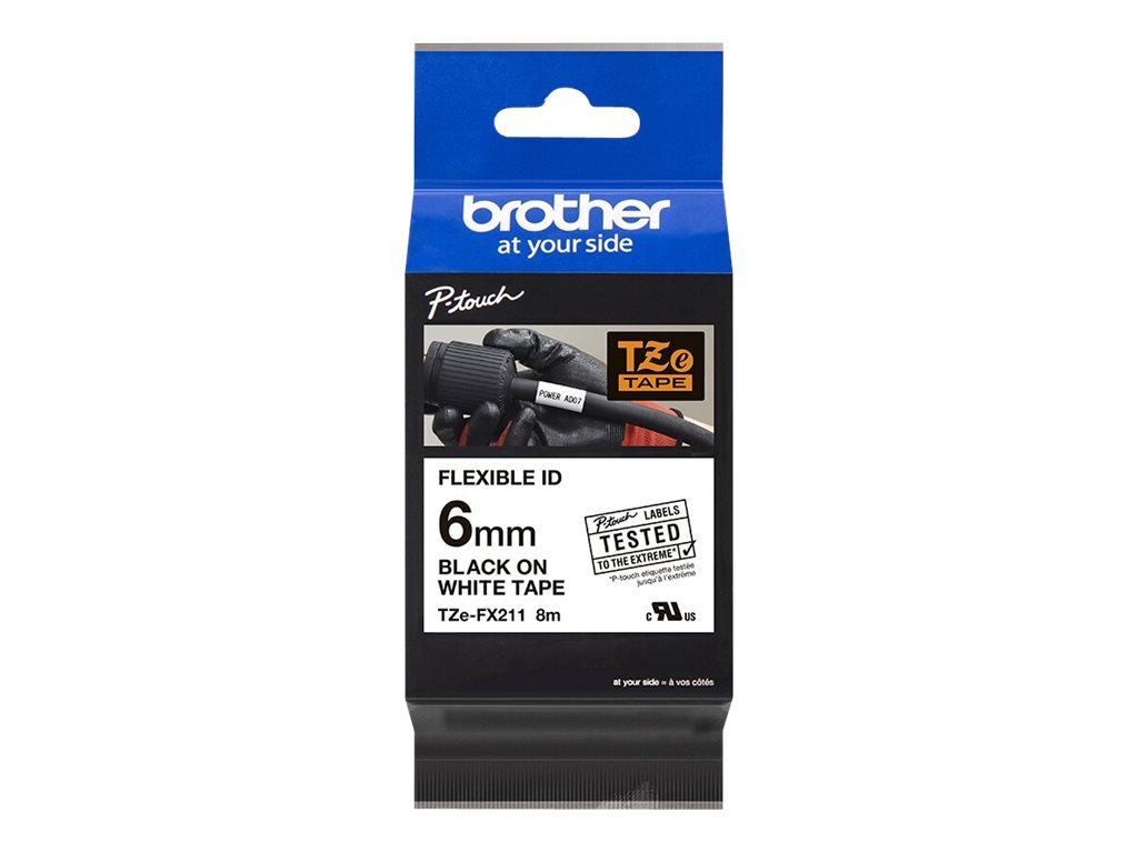 Brother TZe-FX211 - Schwarz auf Weiß - Rolle (0,6 cm x 8 m)1 Kassette(n) Flexitape - für Brother PT-D210 - D600 - H110 - H200; P-Touch PT-1005 - E550 - H107; P-Touch Cube Plus PT-P710