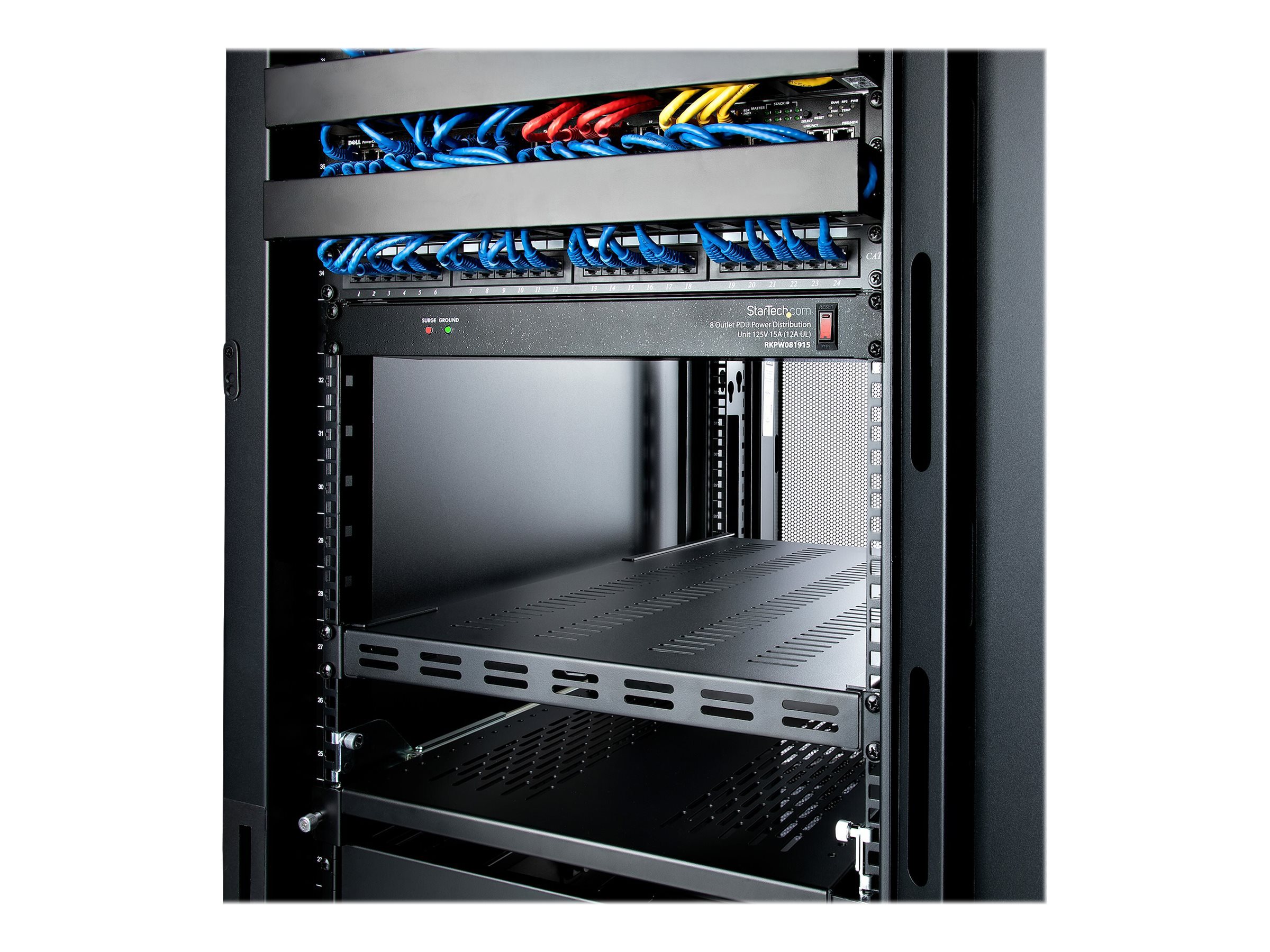 StarTech.com Server Rack Shelf - 1U - Adjustable Mount Depth - Heavy Duty - Rack - Regal - Schwarz - 1U - 48.3 cm (19")für P/N: RK1233BKM - RK2433BKM - RK2537BKM - RK3236BKF - RK4236BKB - RK4242BK24 -