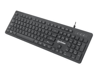 Manhattan Gaming USB Keyboard, Low Force Key Edition, 12 Multimedia Keys, Rainbow-LED Backlighting, USB-A, Black, Retail Box (German layout)Low-Force Key Edition - Tastatur - hintergrundbeleuchtet - U