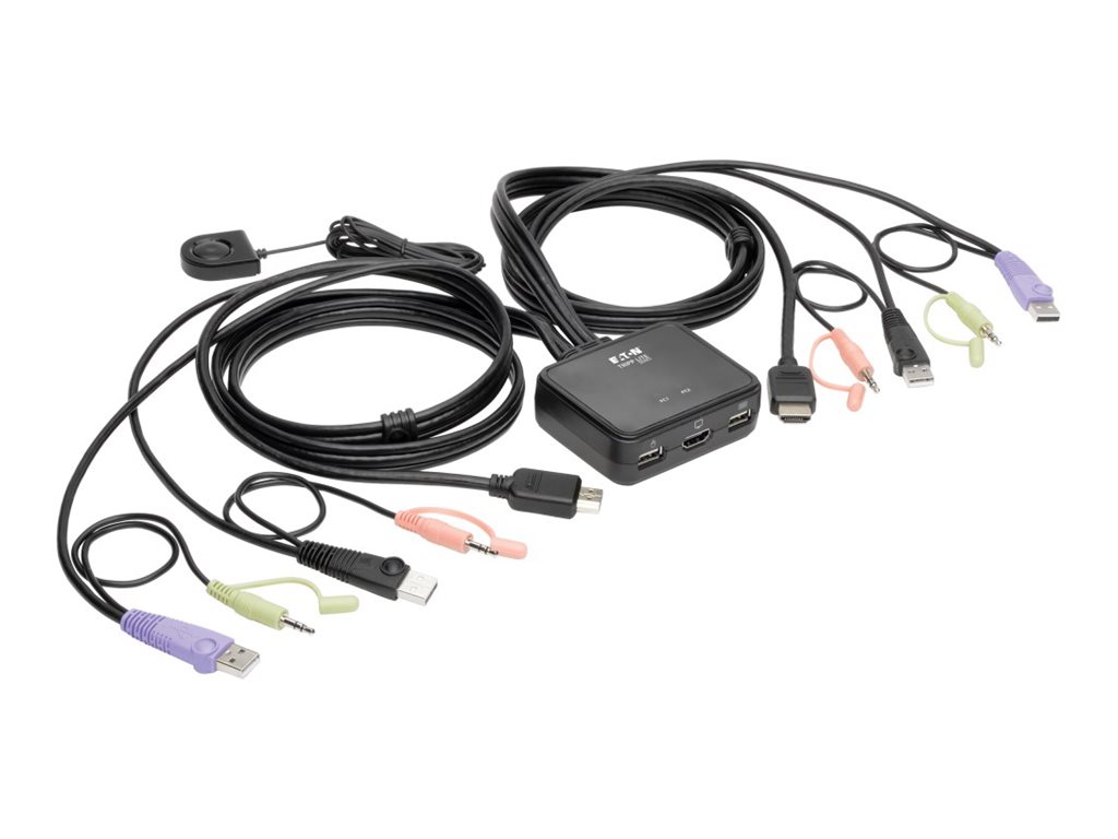 Tripp Eaton Tripp Lite series 2-Port USB/HD Cable KVMSwitch with Audio/Video - Cables and USB Peripheral Sharing - KVM-/Audio-/USB-Switch - 2 x KVM/Audio/USB - 1 lokaler Benutzer - Desktop