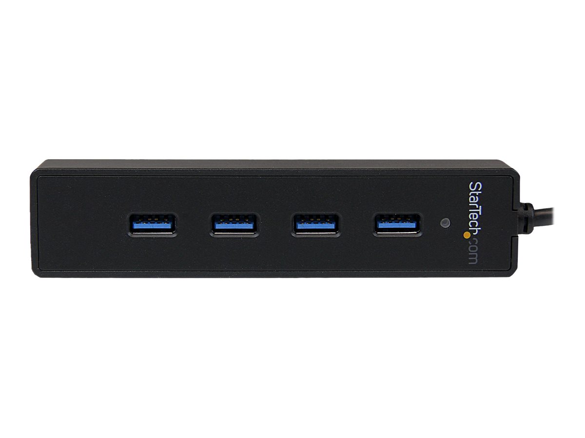 StarTech.com Startech 4 Port USB 3.0 SuperSpeed Hub - SchwarzPortabler externer USB Hub mit eingebautem Kabel - Hub - 4 x SuperSpeed USB 3.0 - Desktop - für P/N: FCREADMICRO3 - MSDREADU3CA