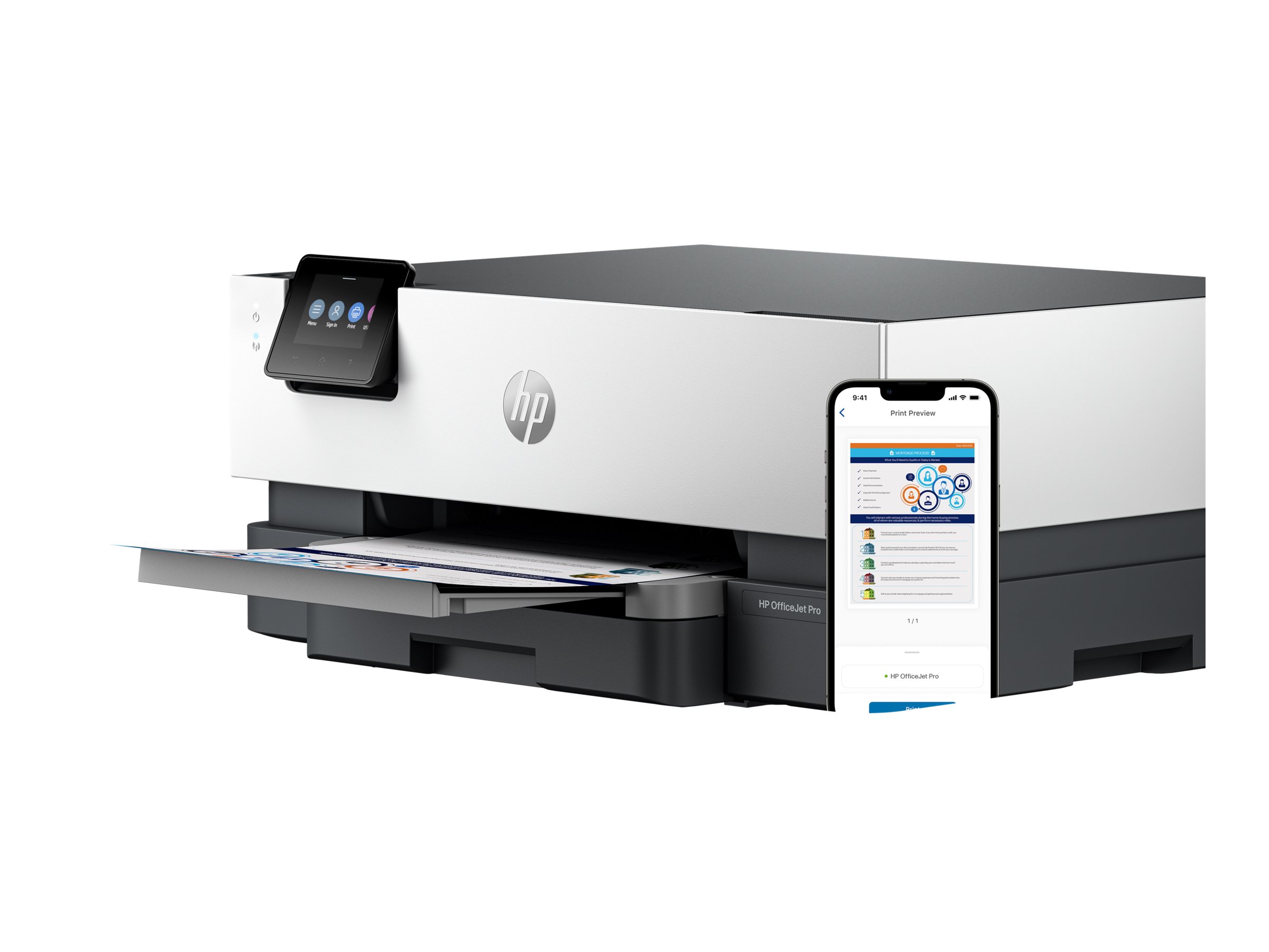 HP Officejet Pro 9110b - Drucker - Farbe - Duplex - Tintenstrahl - A4/Legal - 1200 x 1200 dpi - bis zu 22 Seiten/Min. (einfarbig)//bis zu 18 Seiten/Min. (Farbe) - Kapazität: 250 Blätter - USB 2.0 - LA