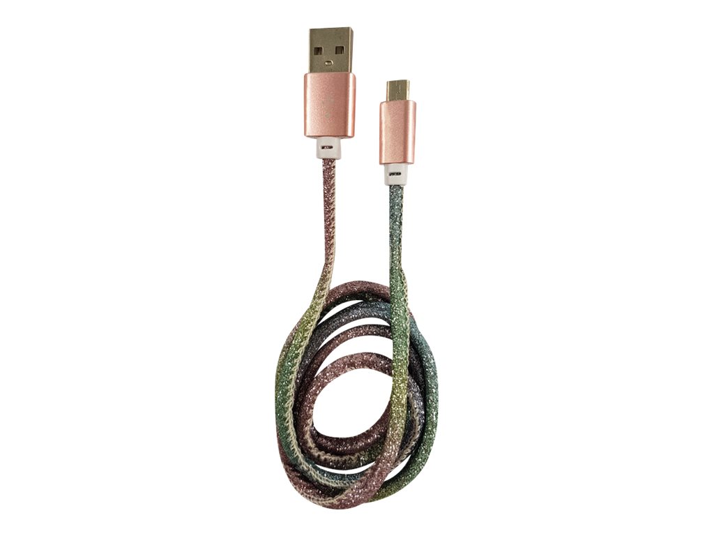 LC-Power USB-Kabel - USB (M) zu Micro-USB Typ B (M)2 A - 1 m - Disco Glitter