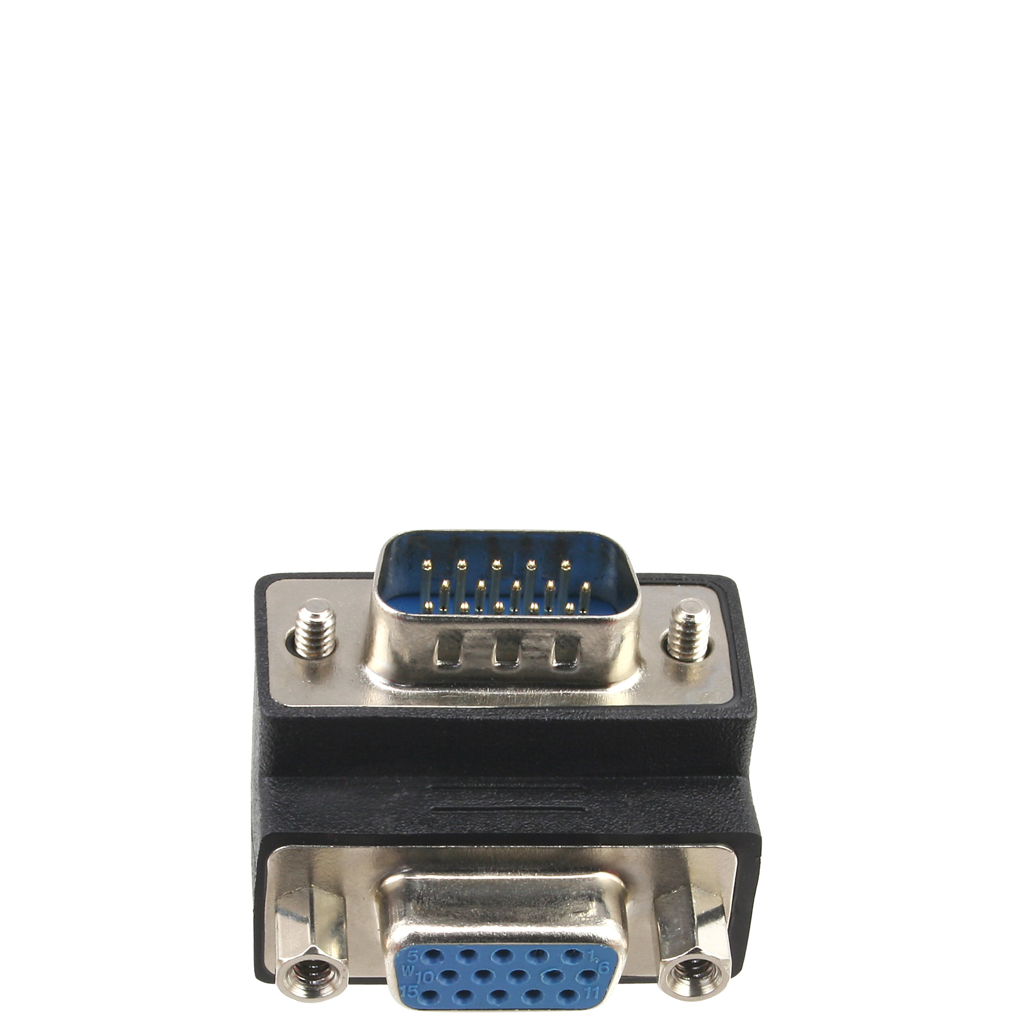 InLine VGA Adapter 90° Winkel 15pol Stecker/Buchse(W) - 90° Stecker - Daumenschrauben - Schwarz